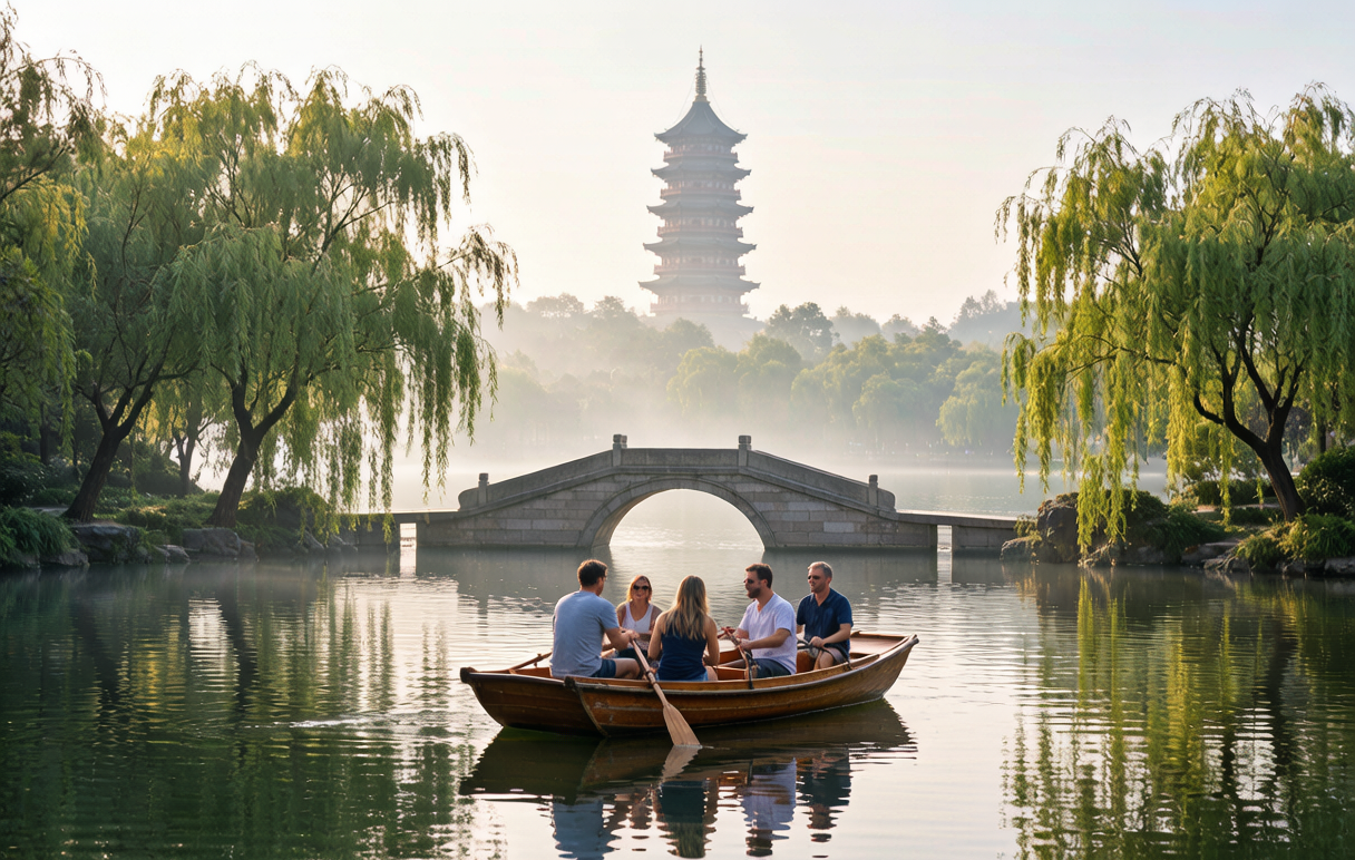 West Lake &mdash; row through poetic Jiangnan